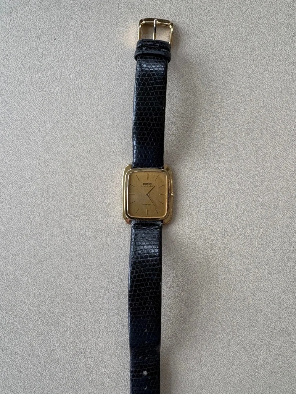 Seiko Lasalle Ultra Thin Watch 9300-5008 R2, Original Lizard Band, Circa 1981